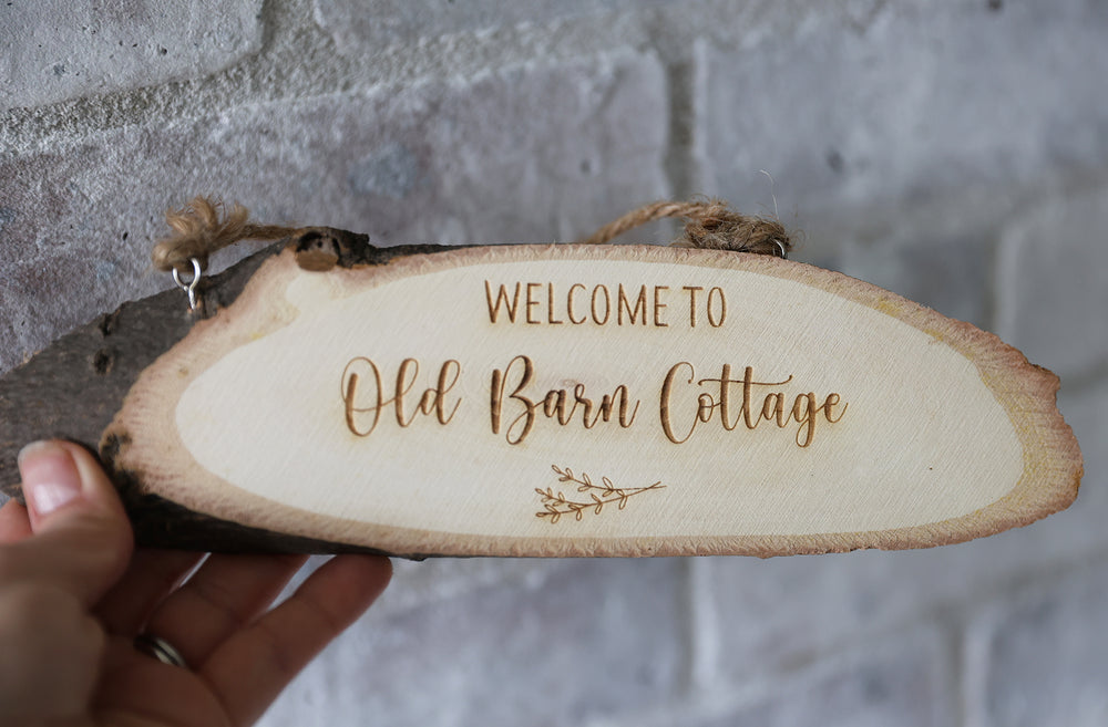 
                  
                    Personalised Log Welcome Sign
                  
                