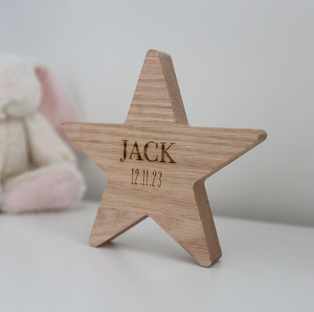 
                  
                    Personalised Solid Oak Wooden Star
                  
                