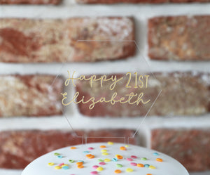 
                  
                    Customised Age Hexagonal Birthday Cake Topper - Clear Acrylic
                  
                