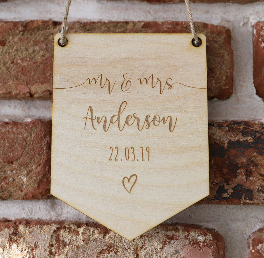 
                  
                    Personalised Mr and Mrs Flag Sign - Wooden
                  
                