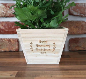 
                  
                    Personalised Anniversary Plant Pot - Wooden
                  
                
