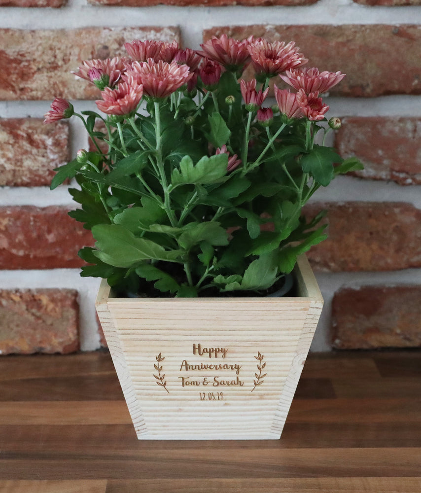 
                  
                    Personalised Anniversary Plant Pot - Wooden
                  
                