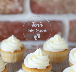 
                  
                    Personalised Baby Shower Cupcake Topper - Clear Acrylic
                  
                