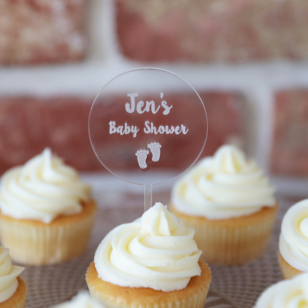 
                  
                    Personalised Baby Shower Cupcake Topper - Clear Acrylic
                  
                