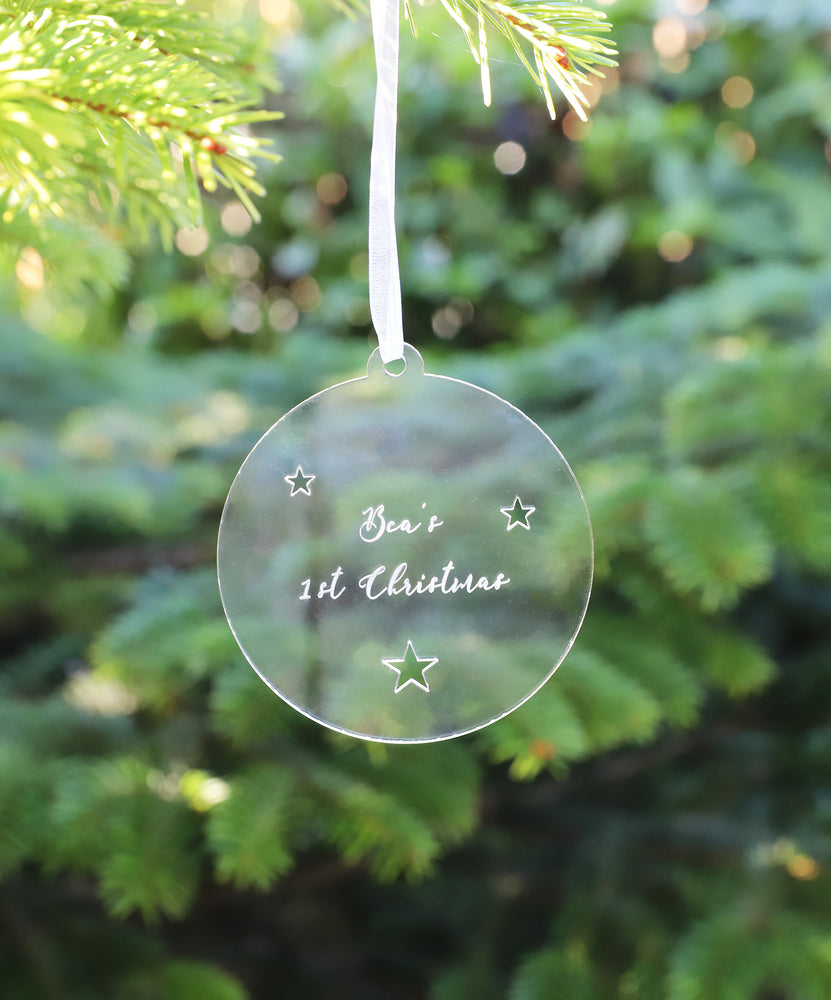 
                  
                    Personalised Baby First Christmas Decoration - Clear Acrylic
                  
                