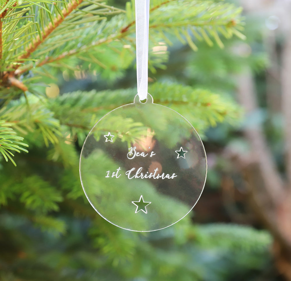 
                  
                    Personalised Baby First Christmas Decoration - Clear Acrylic
                  
                