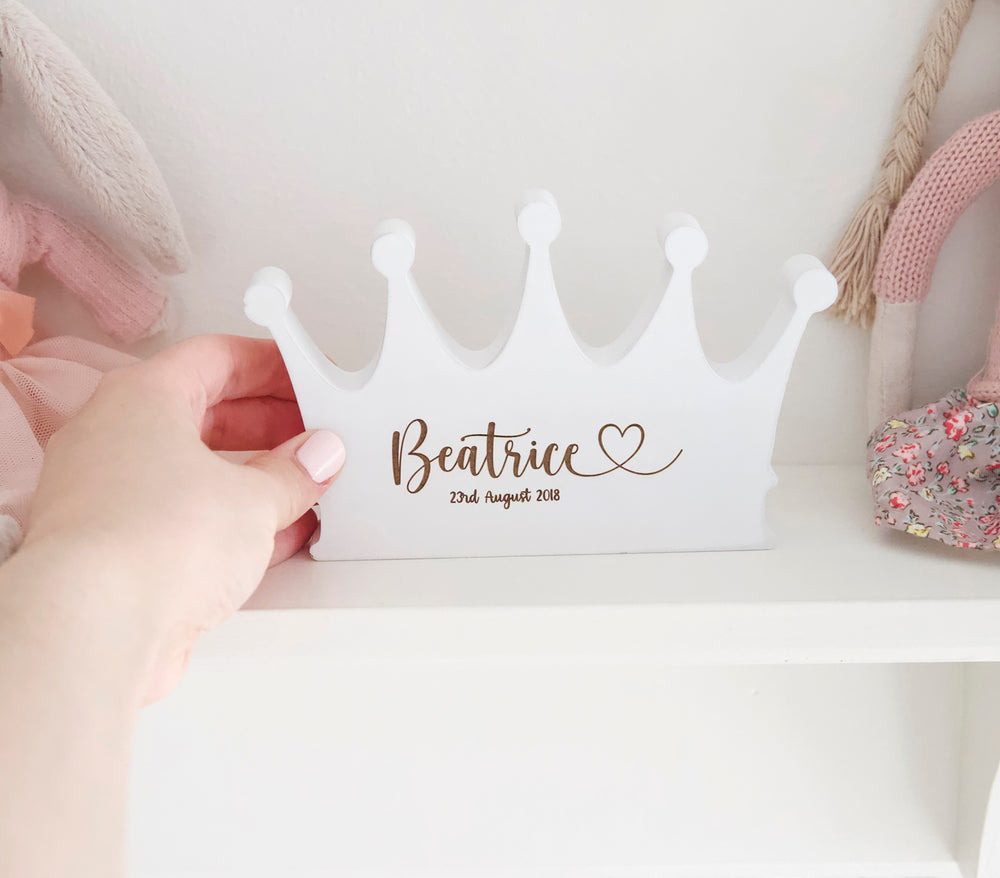 
                  
                    Personalised White Crown Plaque
                  
                