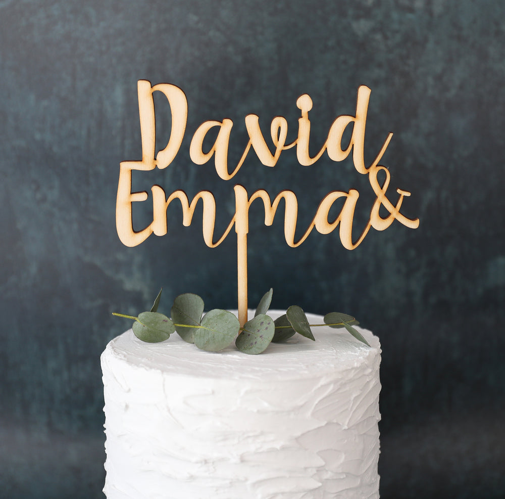 Personalised Names Wedding Cake Topper - Wooden
