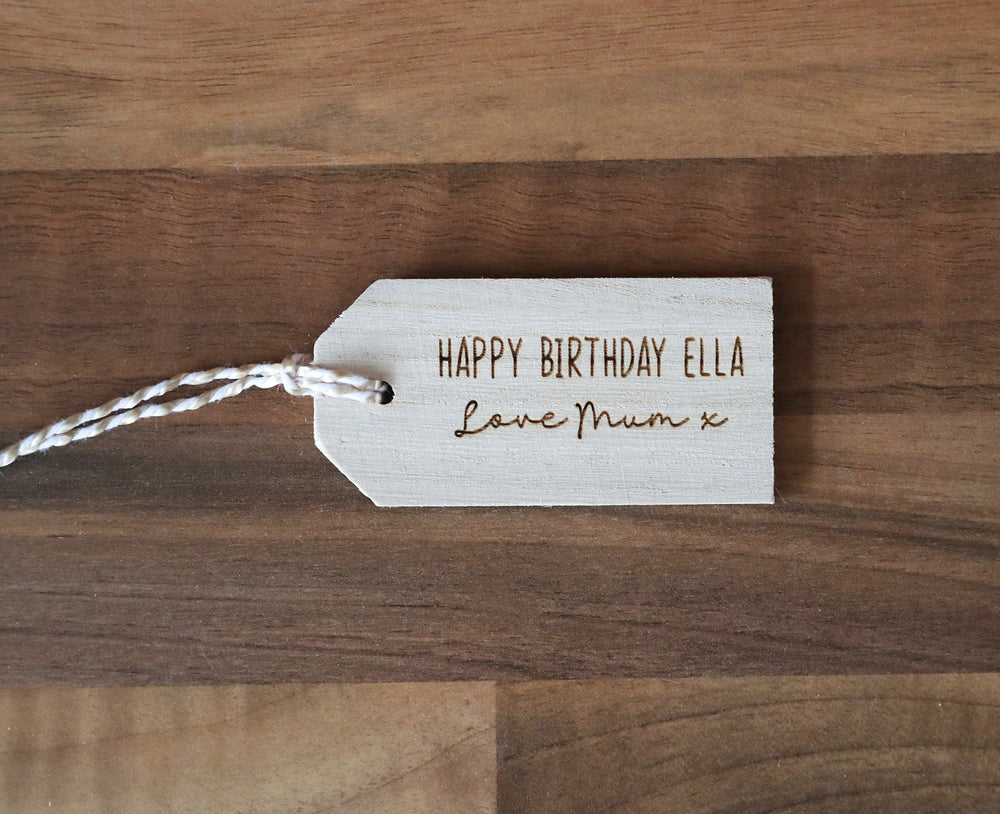 
                  
                    Personalised Happy Birthday Gift Tag - Wooden
                  
                