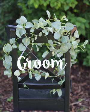 
                  
                    Bride and Groom Chair Signs - White Acrylic
                  
                