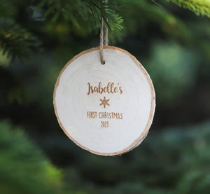 
                  
                    Personalised First Christmas Decoration - Wooden Log Slice
                  
                