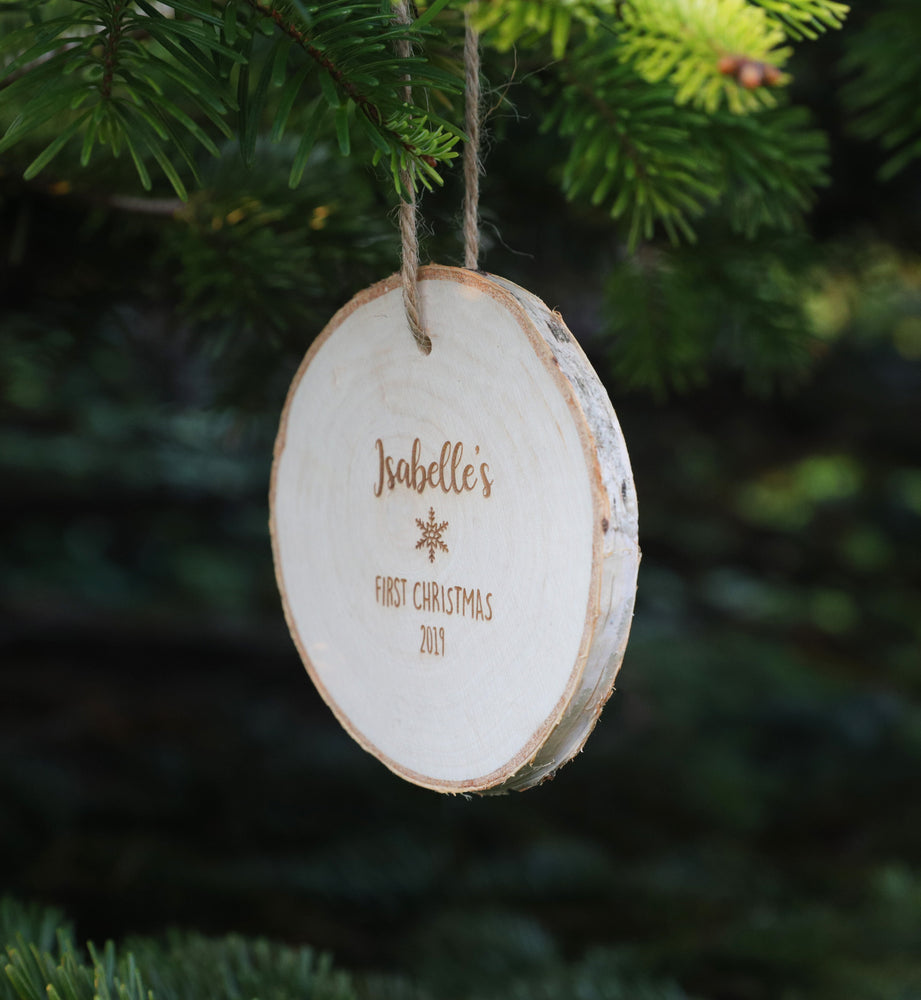 
                  
                    Personalised First Christmas Decoration - Wooden Log Slice
                  
                