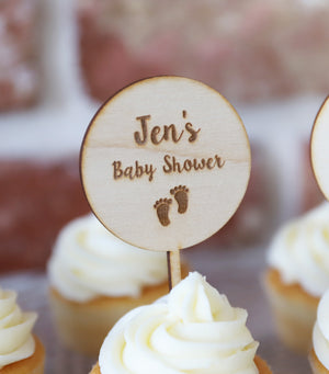 
                  
                    Personalised Baby Shower Cupcake Topper - Wooden
                  
                