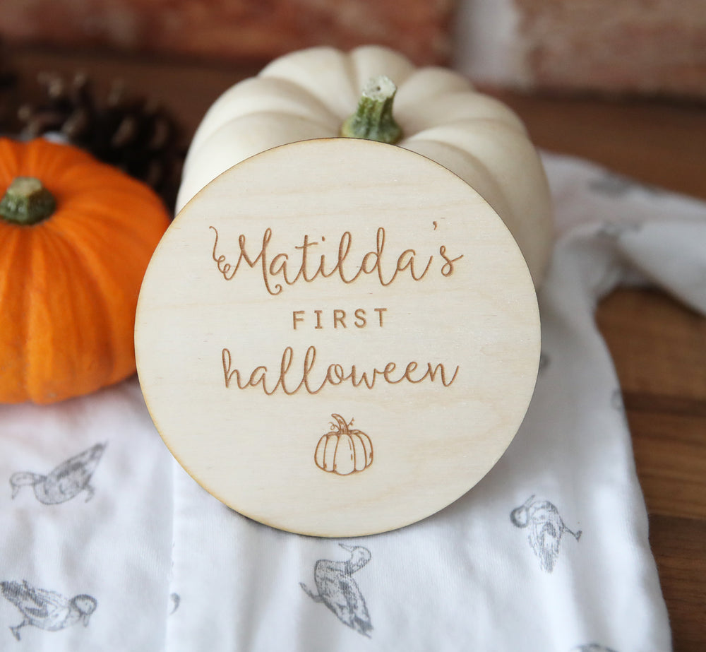 
                  
                    Personalised First Halloween Wooden Disc
                  
                