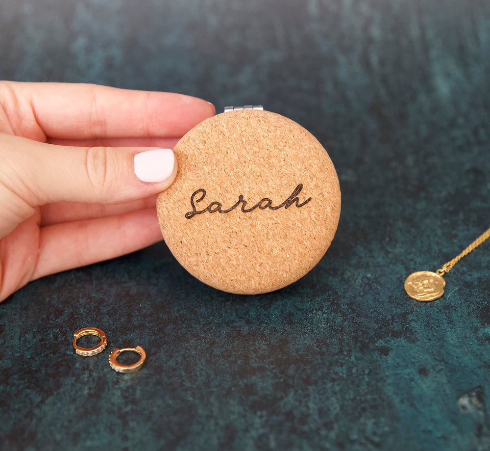 Personalised Name Cork Compact Mirror