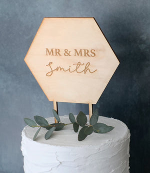 
                  
                    Personalised Geometric Mr & Mrs Cake Topper
                  
                