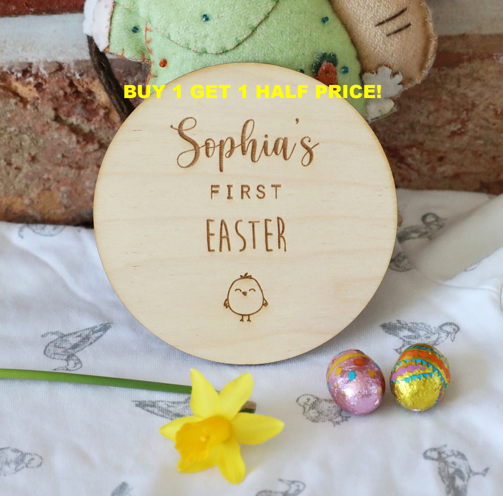 Personalised First Easter Wooden Disc
