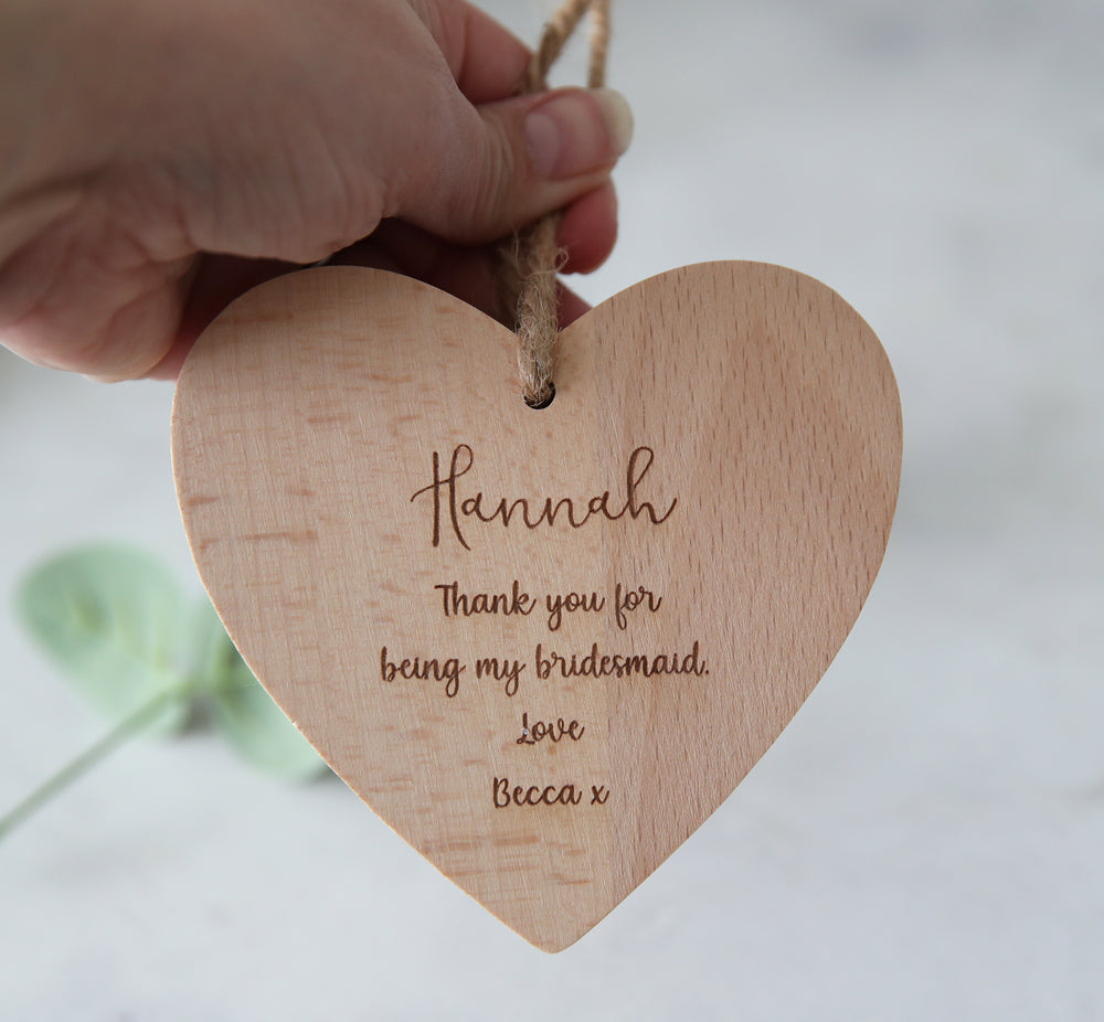 
                  
                    Personalised Wooden Heart Bridesmaid Gift
                  
                