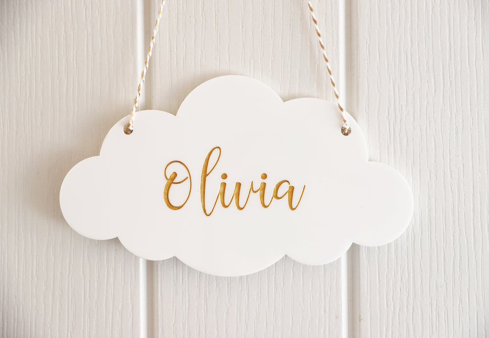 
                  
                    Personalised Cloud Sign Gold and White
                  
                