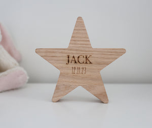 
                  
                    Personalised Solid Oak Wooden Star
                  
                
