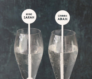 
                  
                    Personalised Bride and Groom Drink Stirrers
                  
                