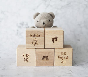 Personalised Wooden Baby Blocks – The Willow Workshop UK