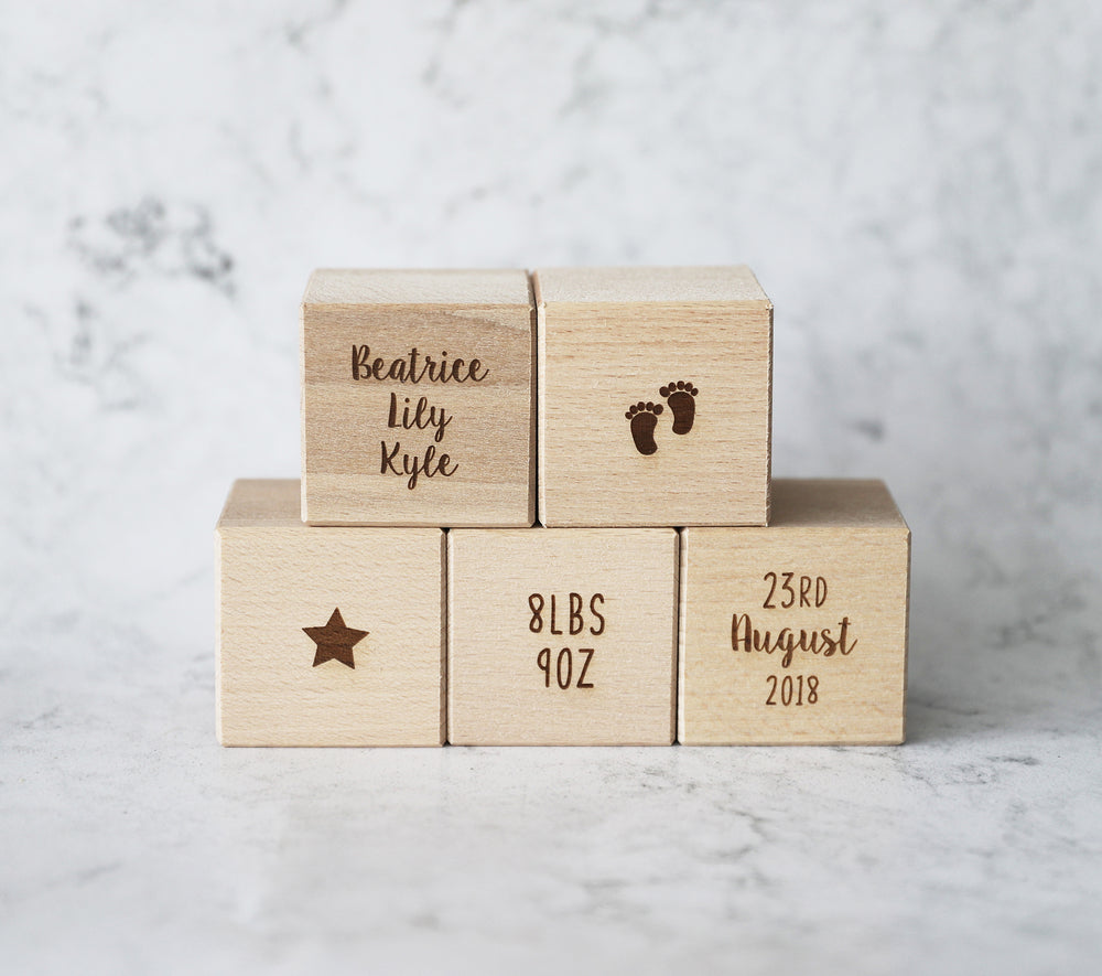 Personalised Wooden Baby Blocks – The Willow Workshop UK