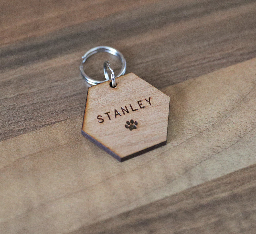 
                  
                    Personalised Hexagonal Dog Tag - Wooden
                  
                