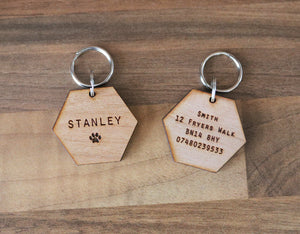 
                  
                    Personalised Hexagonal Dog Tag - Wooden
                  
                