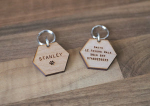
                  
                    Personalised Hexagonal Dog Tag - Wooden
                  
                