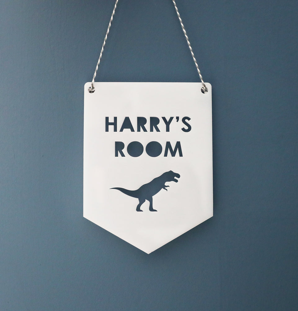 
                  
                    Personalised Dinosaur Flag Sign - Wooden
                  
                