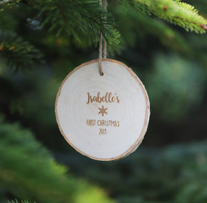 
                  
                    Personalised First Christmas Decoration - Wooden Log Slice
                  
                