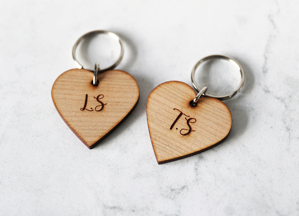 Personalised Wooden Heart Keyring