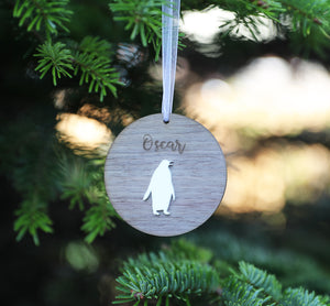 Personalised Christmas Tree Acrylic Bauble Decoration - Penguin - Gift  Present