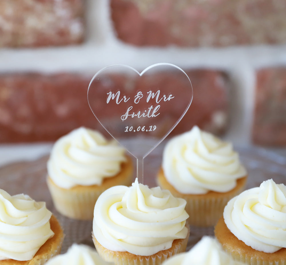 
                  
                    Personalised Mr and Mrs Cupcake Topper - Clear Acrylic
                  
                