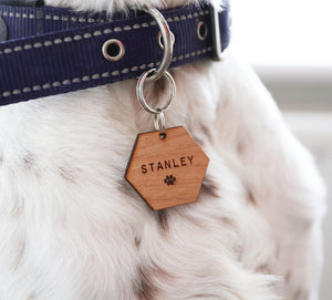 
                  
                    Personalised Hexagonal Dog Tag - Wooden
                  
                