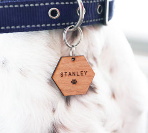 
                  
                    Personalised Hexagonal Dog Tag - Wooden
                  
                