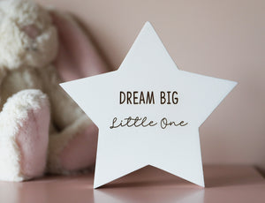 
                  
                    "Dream Big" White Star Decoration - Wooden
                  
                